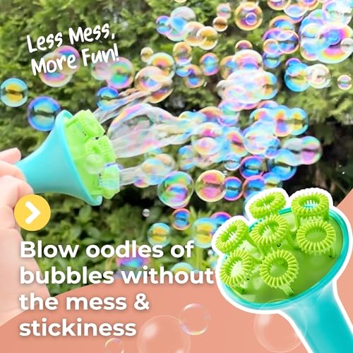 Spike Innobaby Spike Bubble Blower with Mess Free Botanical Bubbles and Dipping Tray - Magic Wand Blows Oodles of Bubbles Without The Mess - Recommended for Speech, Visual & Motor Development - Color: Aqua - Image 2