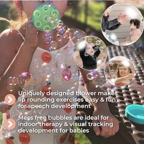 Spike Innobaby Spike Bubble Blower with Mess Free Botanical Bubbles and Dipping Tray - Magic Wand Blows Oodles of Bubbles Without The Mess - Recommended for Speech, Visual & Motor Development - Color: Aqua - Image 5
