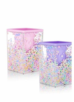 Excefore Pen Holder,  2 Pieces Bubble Pen Holder Multi-Purpose Desktop Organizer Stationery Makeup Brush Storage Holder with Colored Bubble Ball for Kids Teens (Pink and Purple)  - Image 1