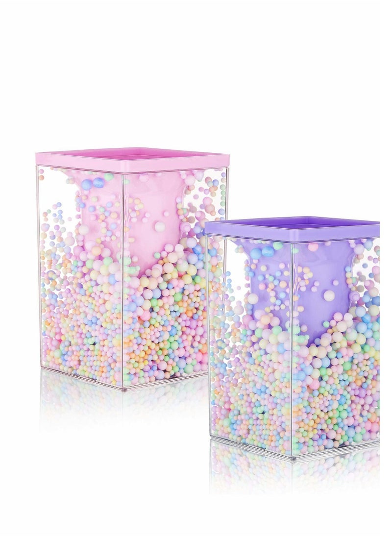 Excefore Pen Holder,  2 Pieces Bubble Pen Holder Multi-Purpose Desktop Organizer Stationery Makeup Brush Storage Holder with Colored Bubble Ball for Kids Teens (Pink and Purple)  - Image 1