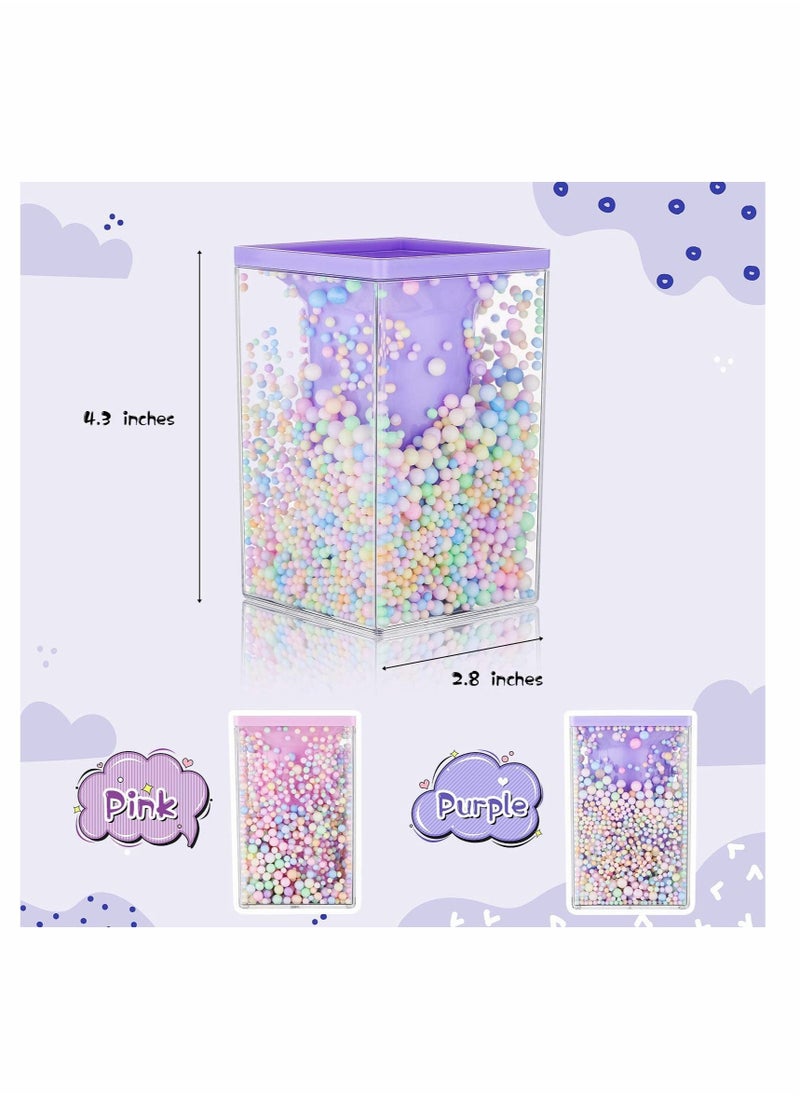 Excefore Pen Holder,  2 Pieces Bubble Pen Holder Multi-Purpose Desktop Organizer Stationery Makeup Brush Storage Holder with Colored Bubble Ball for Kids Teens (Pink and Purple)  - Image 3