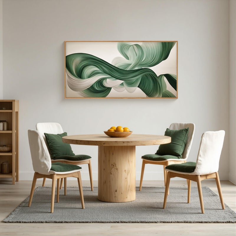 KAIRNE Green Abstract Neutral Wall Art Set, Minimalist Green Lines Wall Decor, Modern Flowing Texture Painting for Living Room, Bedroom, Office, Framed Easy to Hang 20x40 Inches - Image 5