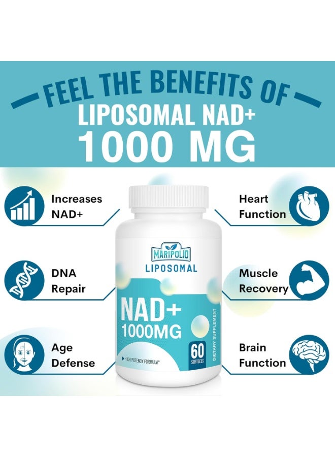 Maripolio Liposomal NAD+ 1000 MG — Supplement — Supports Energy and Metabolism — Promotes Healthy Aging — Enhances Brain Function — 120 Day Supply - Image 2