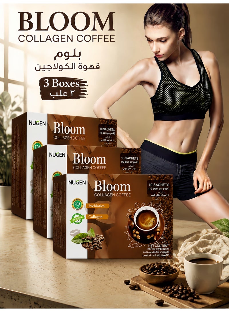 NUGEN 3-PACK Bloom Collagen Coffee - 100% Organic & Glutathione, Nutritional Coffee for Body Lightness, Premium Support for Collagen Care & Metabolism - Image 1