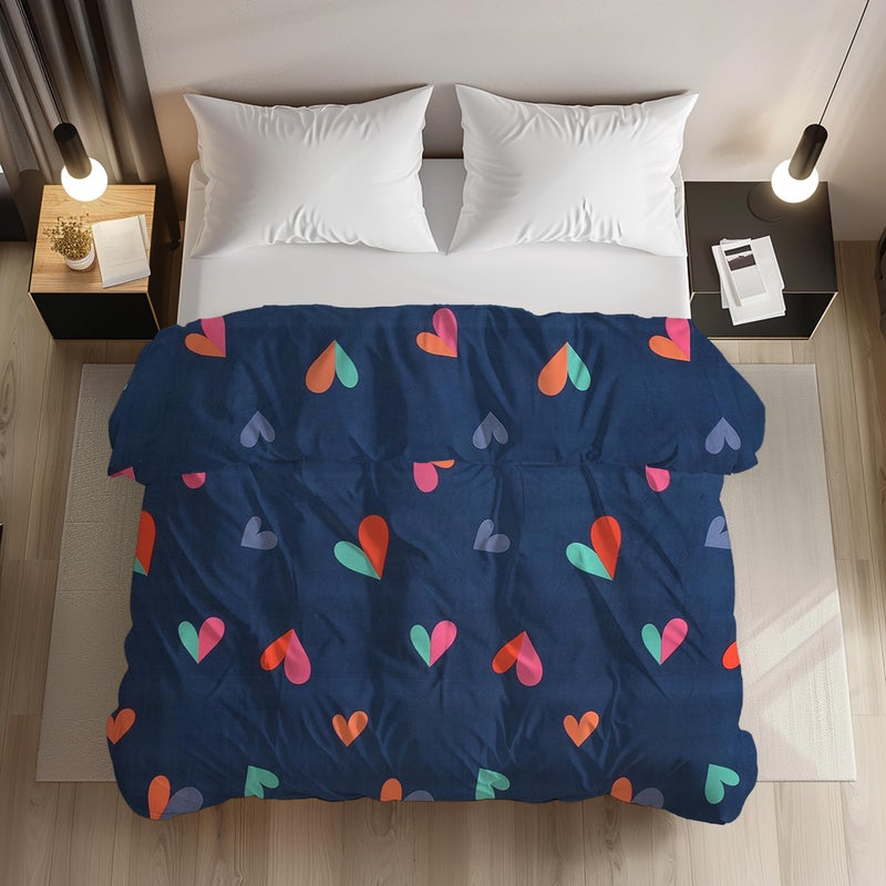 LOOMLYFE 200TC Premium Glace Cotton Duvet Cover/Comforter Cover/Rajai Cover/Blanket Cover/Quilt Cover for Double Bed with Zipper 90"x100" inches - BlueHeart - Image 4