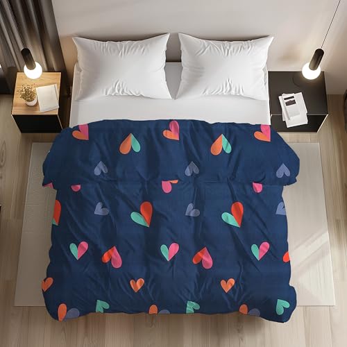 LOOMLYFE 200TC Premium Glace Cotton Duvet Cover/Comforter Cover/Rajai Cover/Blanket Cover/Quilt Cover for Double Bed with Zipper 90"x100" inches - BlueHeart - Image 1