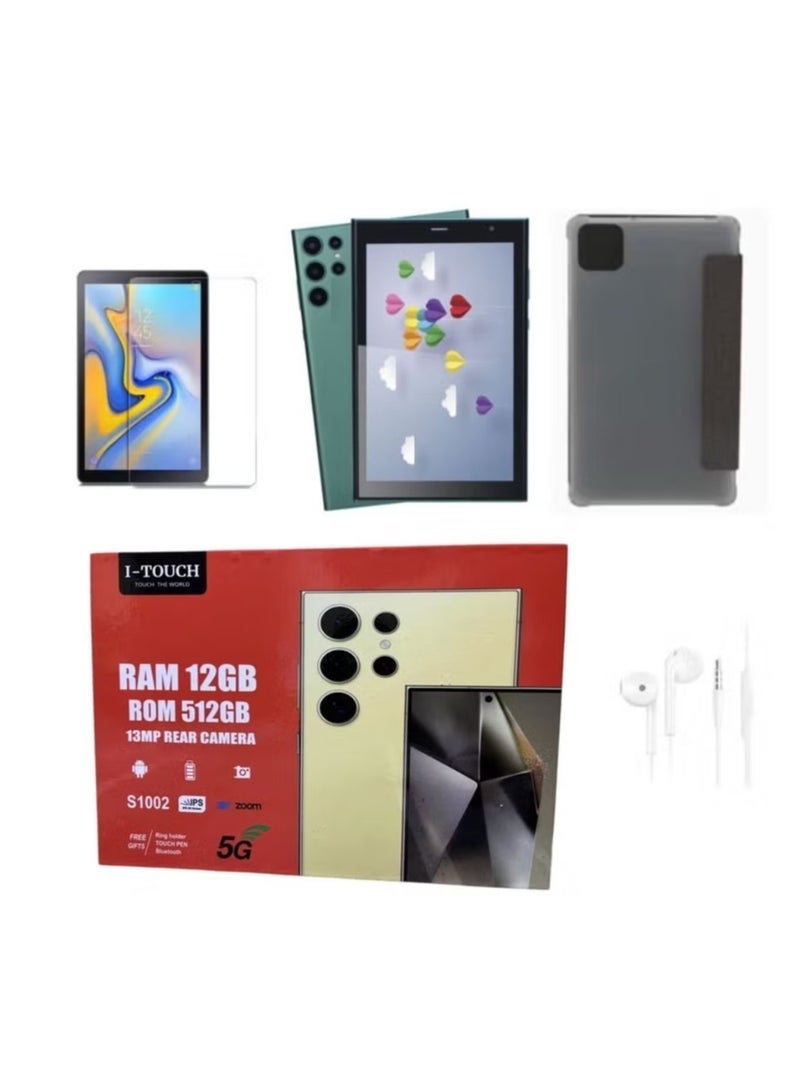 I-TOUCH تابلت ذكي ITouch S1002 بحجم 10.1 بوصة بنظام أندرويد 13 | 12 جيجابايت رام 512 جيجابايت روم | شريحة مزدوجة 5G LTE + واي فاي | معالج MAL400 GPU | مع غلاف حماية PU | تابلت سريع وأنيق للعمل والدراسة والترفيه - أسود - Image 3