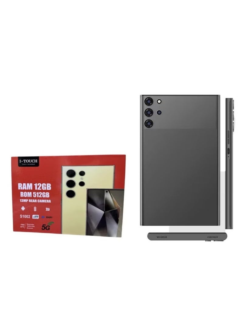 I-TOUCH ITouch Smart Tablet S1002 10.1-Inch Android 13 Tab | 12GB RAM 512GB ROM | Dual SIM 5G LTE + Wi-Fi | MAL400 GPU | With PU Protective Cover | Fast, Stylish Tablet for Work, Study & Entertainment – Black