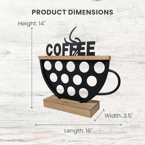 AMAJY Black Coffee Pod Holder compatible with KCups Metal Wood Coffee Bar Functional Dcor Caf Station Countertop Storage SpaceSaving Coffee Rack Great Gift for Coffee Lovers Home Office Caf - Image 3