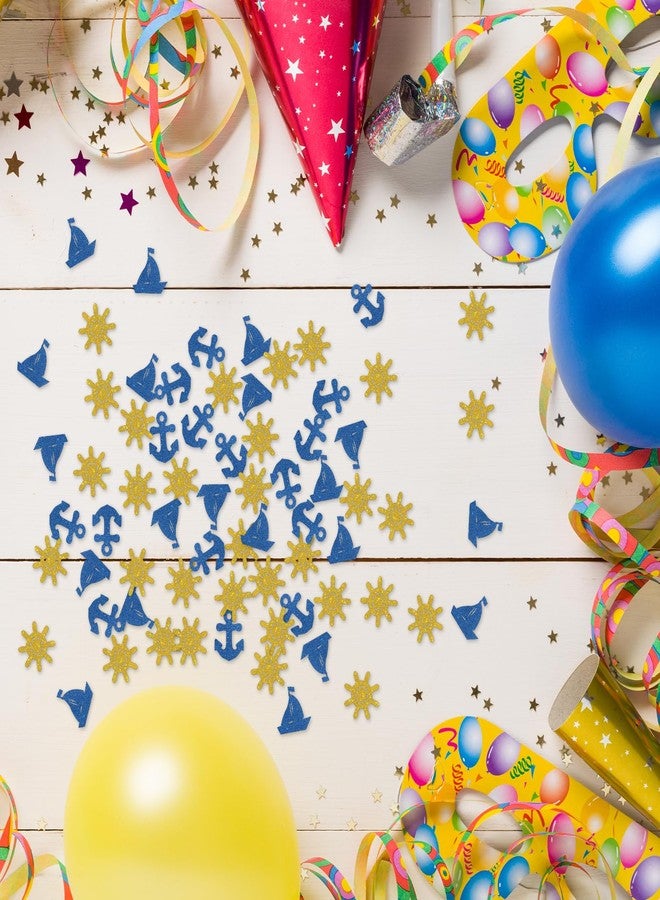 Helewilk Nautical Confetti, Blue & Gold Glitter, Anchor Cutout, 120 Pieces, Perfect for Birthday, Baby Shower, Wedding, Bachelorette Parties - Image 5