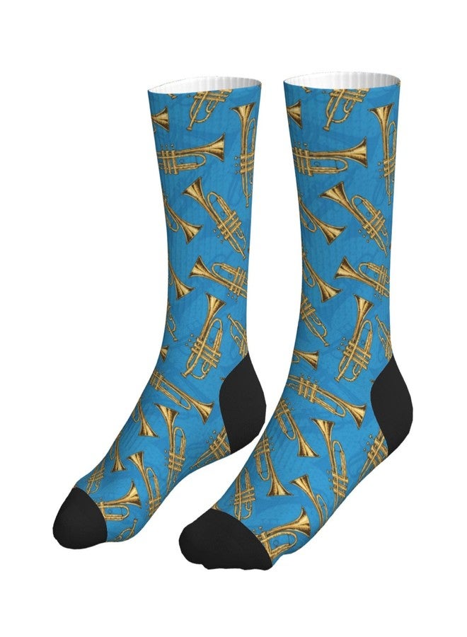 MOLIAN Brass Trumpets Athletic Crew Socks For Women Men Novelty Sports Socks - Image 1