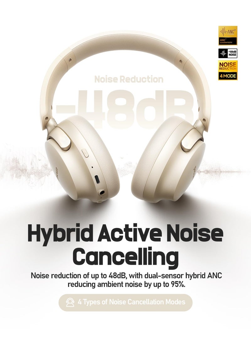 Picun NC60 Hybrid Active Noise Cancelling Headphones, Foldable Wireless Over Ear Bluetooth 5.4 Headphones,Transparency Mode, Stereo Bass, Custom EQ via App for Travel Home  - Image 2