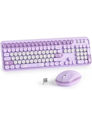 Wireless Keyboard and Mouse Combo – 2.4GHz Retro Typewriter Style with Round Keycaps, Full-Size Keyboard with Number Pad, Silent Keys – Purple - pzsku/Z5AF8CECC8B81A3B0AFDAZ/45/1759311117/6a952d2d-3b54-4818-bcaf-af0865f326a0