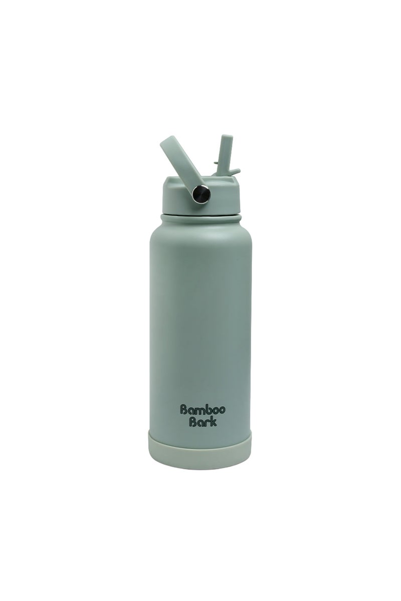 Bamboo Bark 1000 ML Insulated Water Bottle with Sipper Lid – Stainless Steel Double Wall Vacuum Flask for Hot & Cold Water Leak-Proof, Reusable Sports Thermos Bottle - (Dull Sage Green) - Image 1