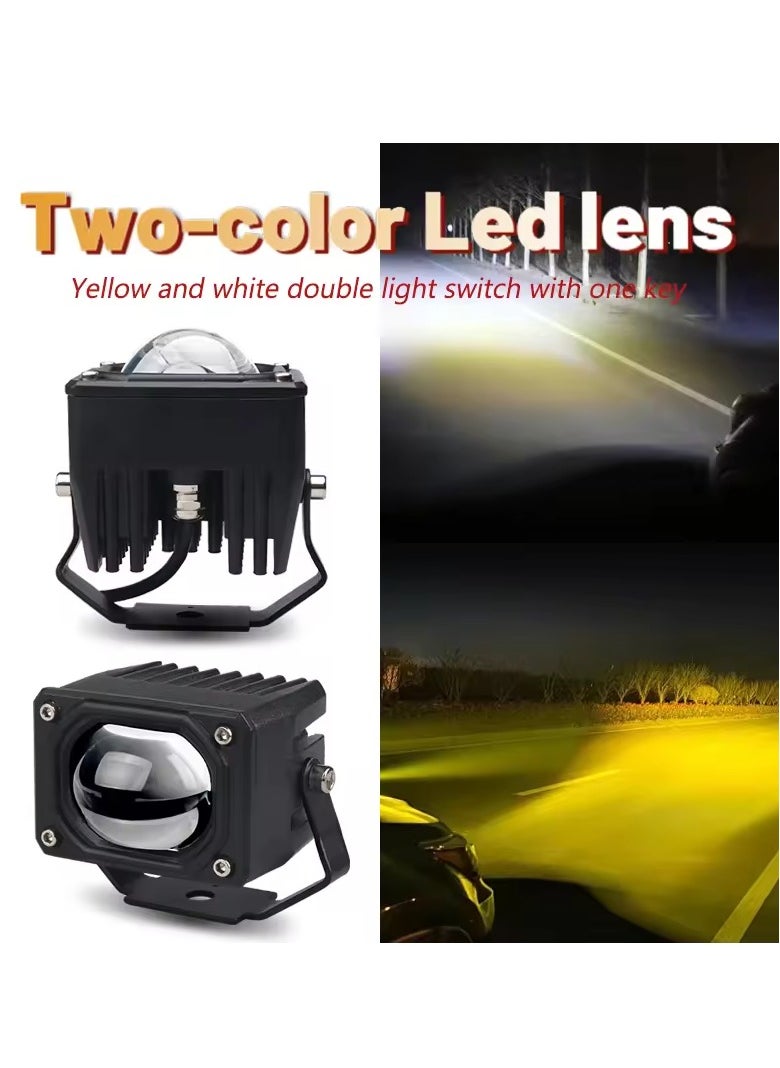 تاكبرو - عدسة عرض ثنائية TACPRO U9 PLUS بلونين، طقم إضاءة أمامية للسيارات Bi LED بقوة 58 واط و3800 لومن، 12 فولت، بدرجتي حرارة 3000 كلفن و6000 كلفن (طقم من قطعتين) - MT BEST BUY - Image 1