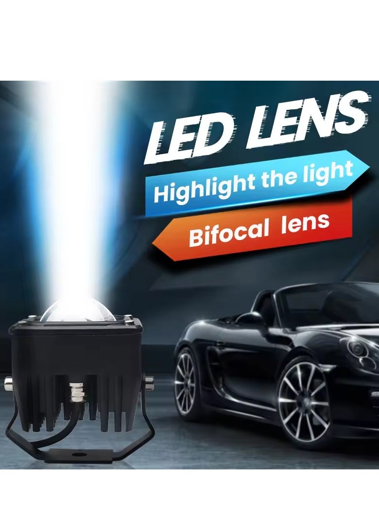 تاكبرو - عدسة عرض ثنائية TACPRO U9 PLUS بلونين، طقم إضاءة أمامية للسيارات Bi LED بقوة 58 واط و3800 لومن، 12 فولت، بدرجتي حرارة 3000 كلفن و6000 كلفن (طقم من قطعتين) - MT BEST BUY - Image 1