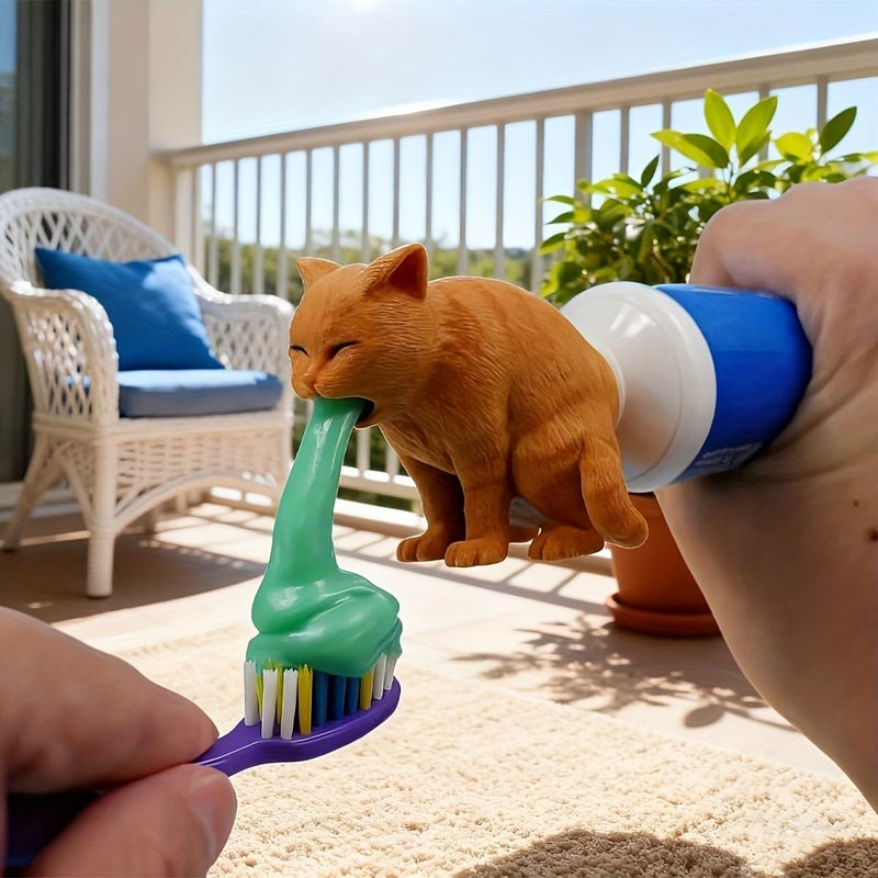 Fun Cat Vomit Shape Toothpaste Squeezer Orange Tail Design Automatic Glue Dispensing No Battery Required - Image 4