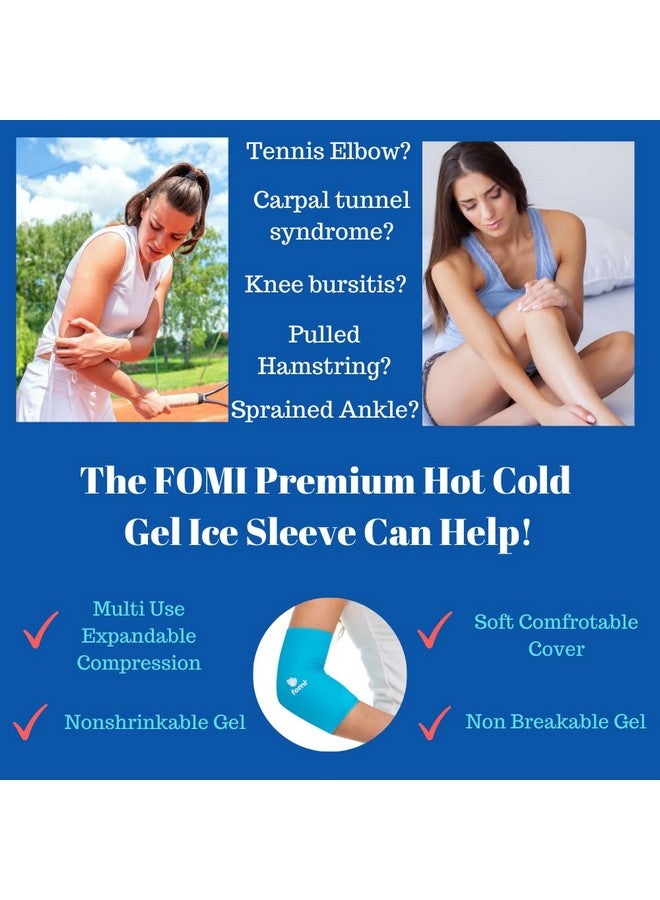 FOMI Hot Cold Gel Ice Compression Sleeve | Premium Flexible Wrap | 360 Degree Solid Gel Cooling Pack For Knee, Shin, Ankle, Foot, Arm, Elbow, Hamstring Pain Relief | Large - 9.25''; 12-16'' Opening - Image 3