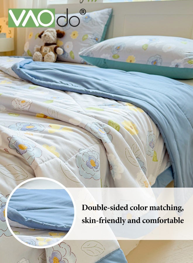 VAOdo Machine Washable Quilt, Double-sided Use, Washed Cotton Material Bed Quilt Soft and Breathable Lightweight Blanket for All Season 180*200CM - Image 4