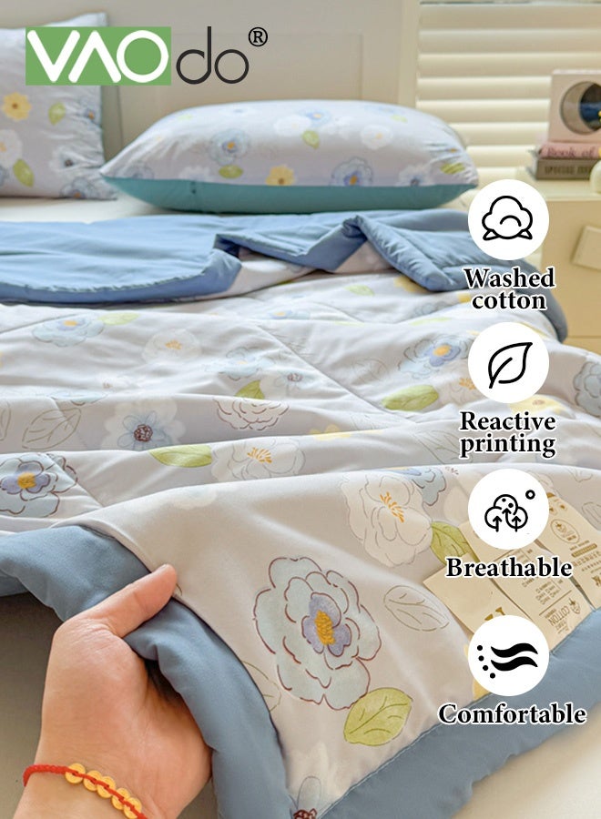 VAOdo Machine Washable Quilt, Double-sided Use, Washed Cotton Material Bed Quilt Soft and Breathable Lightweight Blanket for All Season 180*200CM - Image 5