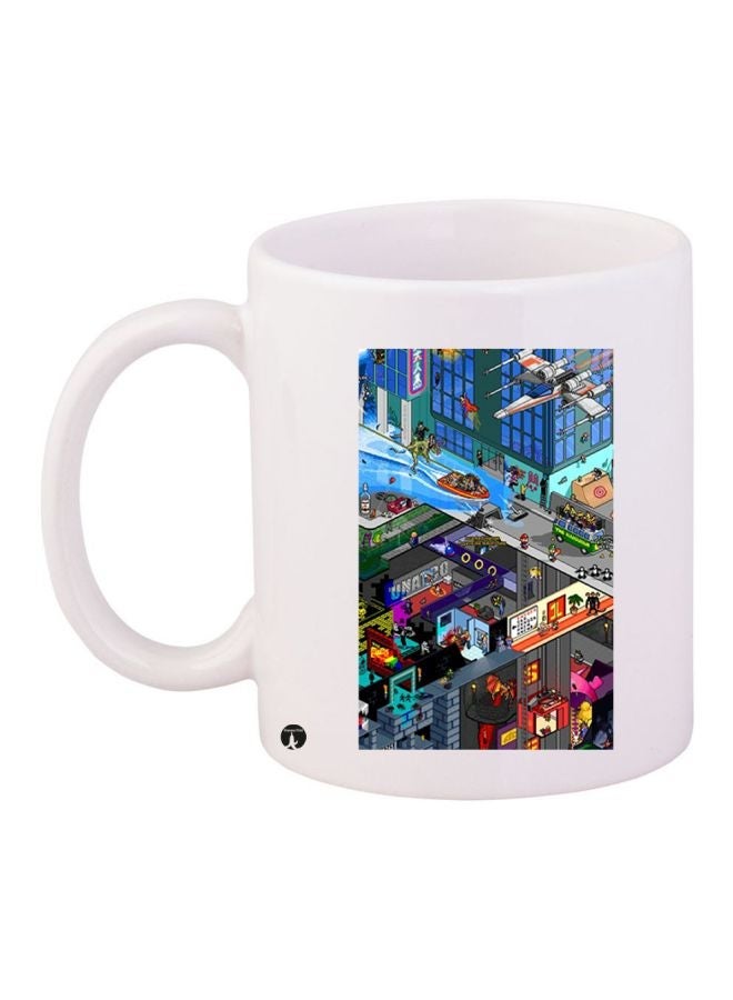 RYN City Printed Coffee Mug White/Blue/Grey 11ounce