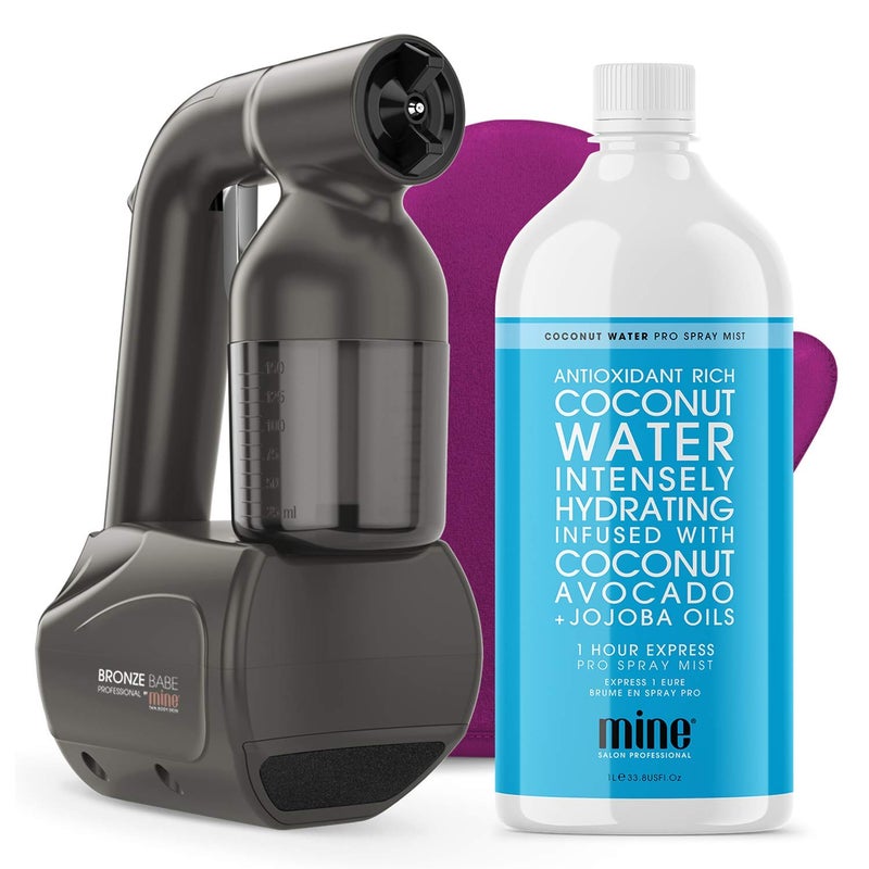 MINETAN BODY.SKIN MineTan Spray Tanning Machine | Professional Spray Tan Kit - Light, High Volume, Portable Spray Gun for Salons & Mobile Tanners, Includes Coconut Water Pro Mist Solution, Airbrush Finish, 33.8 Fl Oz