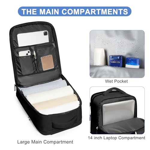 coofay Travel Backpack For Women Airline Approved Carry On Backpack Flight Approved Waterproof Sports Luggage Backpack Casual Daypack Small Hiking Backpack Black Backpack - Image 5