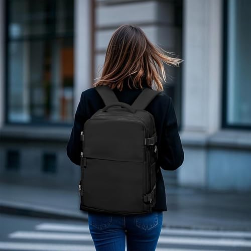 coofay Travel Backpack For Women Airline Approved Carry On Backpack Flight Approved Waterproof Sports Luggage Backpack Casual Daypack Small Hiking Backpack Black Backpack - Image 2