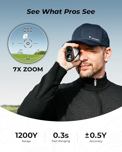 VISTAGET Golf Range Finder 1200 Yards, 7X Magnification, TriMeasure, Rangefinder with Slope On/Off, Flag Lock Vibration, Range Finder Golf Magnetic, USB-C Rechargeable - Image 3