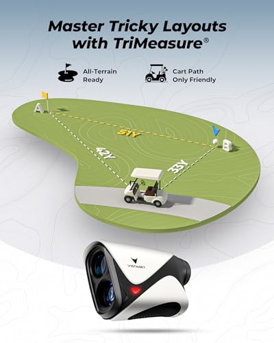 VISTAGET Golf Range Finder 1200 Yards, 7X Magnification, TriMeasure, Rangefinder with Slope On/Off, Flag Lock Vibration, Range Finder Golf Magnetic, USB-C Rechargeable - Image 4