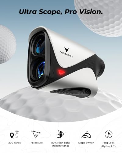 VISTAGET Golf Range Finder 1200 Yards, 7X Magnification, TriMeasure, Rangefinder with Slope On/Off, Flag Lock Vibration, Range Finder Golf Magnetic, USB-C Rechargeable - Image 2