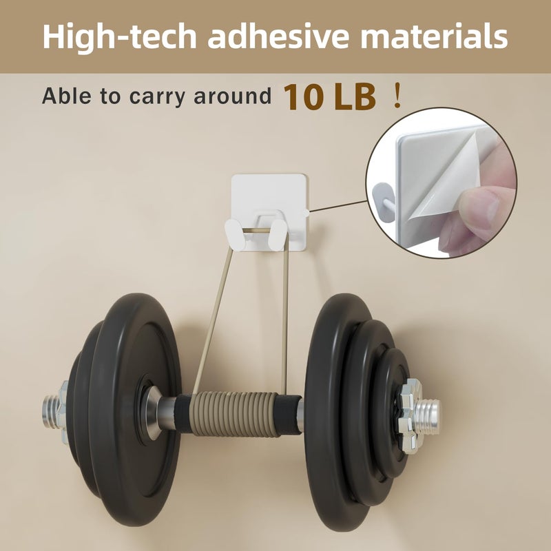 susswiff Adhesive Shower Hooks for Inside - Extra Sticky Stainless, Razor Holder Shower Accessories, Wall Mounted Self-Adhesive Double Hooks for Razor, Loofah, Towel, Shaver, Coat, Key, White, 4 Pack - Image 4