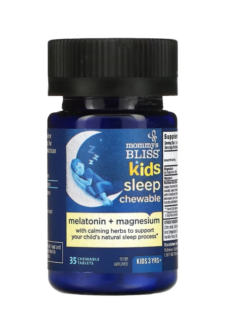 Mommy's Bliss Kids Sleep Chewable Melatonin + Magnesium Kids 3 Yrs+ Natural Grape 35 Chewable Tablets - Image 2