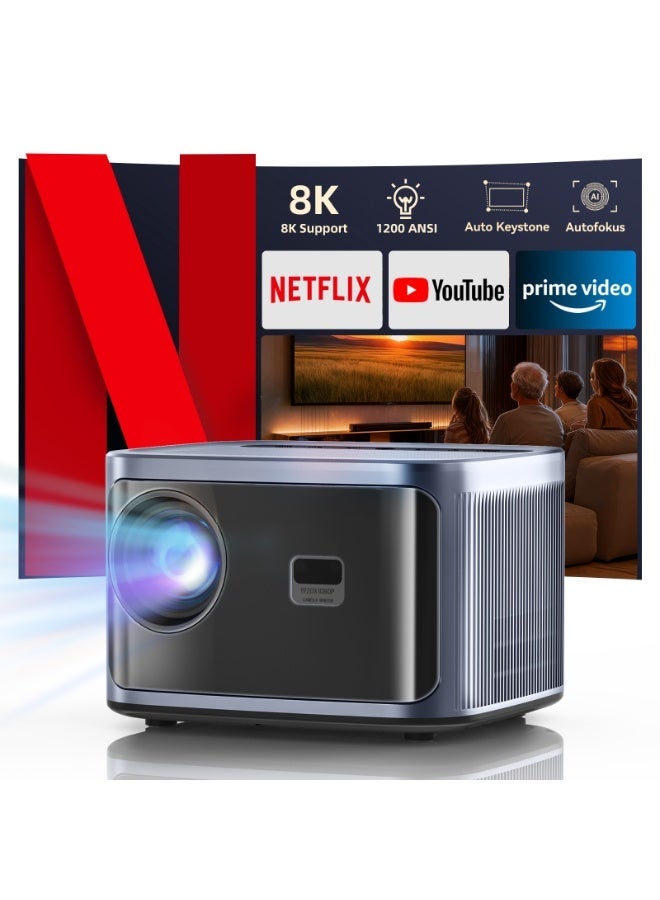 FINTEX X5 Ultra Projector 1080P HD 1200ANSI 21000Lumen Projector,8K Supported Portable Movie Projector-300” Display,Built-in Speaker, Auto Keystone,Auto Focus,Compatible with Smartphone/Tablet/Laptop/HDMI/USB-Ideal for Outdoor & Home Theater - Image 1