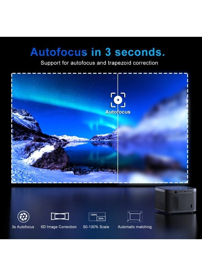 FINTEX X5 Ultra Projector 1080P HD 1200ANSI 21000Lumen Projector,8K Supported Portable Movie Projector-300” Display,Built-in Speaker, Auto Keystone,Auto Focus,Compatible with Smartphone/Tablet/Laptop/HDMI/USB-Ideal for Outdoor & Home Theater - Image 5