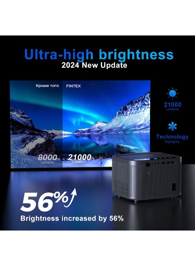 FINTEX X5 Ultra Projector 1080P HD 1200ANSI 21000Lumen Projector,8K Supported Portable Movie Projector-300” Display,Built-in Speaker, Auto Keystone,Auto Focus,Compatible with Smartphone/Tablet/Laptop/HDMI/USB-Ideal for Outdoor & Home Theater - Image 4