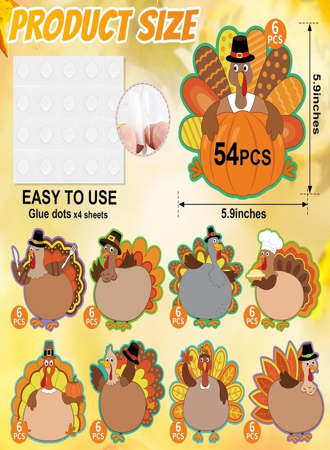 Sereliy 54 Pcs Thanksgiving Turkey Cut-Outs Double Printed Fall Paper Decor for Thanksgiving Bulletin Board Classroom Decoration (Turkey Ripe 54) - Image 2