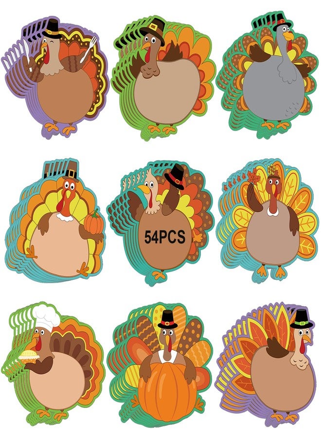 Sereliy 54 Pcs Thanksgiving Turkey Cut-Outs Double Printed Fall Paper Decor for Thanksgiving Bulletin Board Classroom Decoration (Turkey Ripe 54) - Image 1
