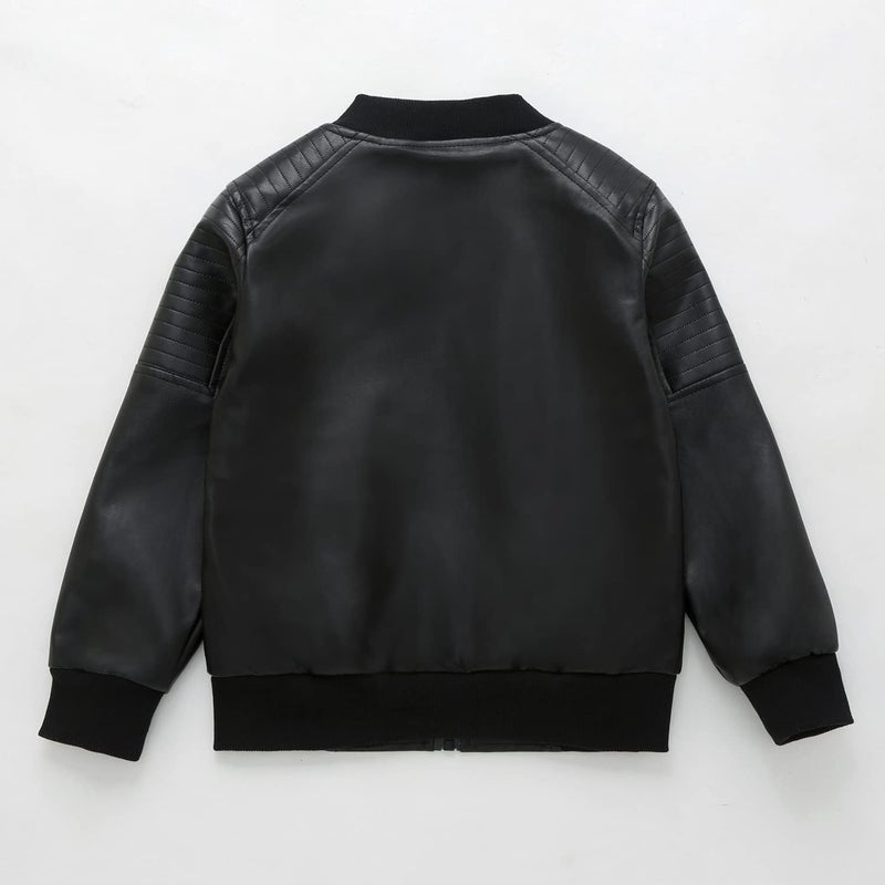 JYCPFLIT Boys' Outerwear Jackets,Kids Faux Leather Jacket, children's motorcycle Faux leather zipper coat - Image 4
