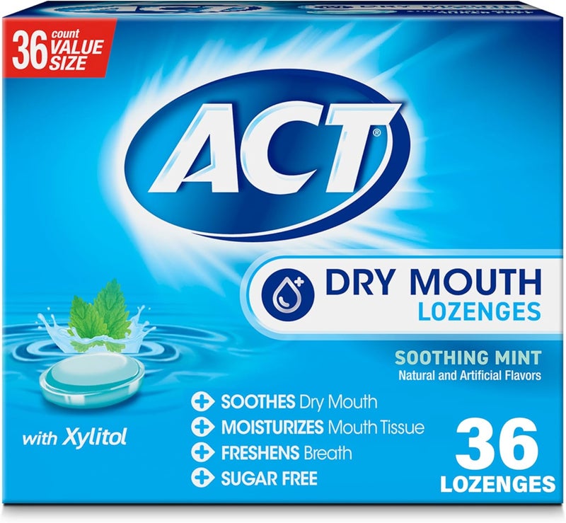 ACT Dry Mouth Lozenges with Xylitol Soothing Mint 36 Lozenges - Image 1