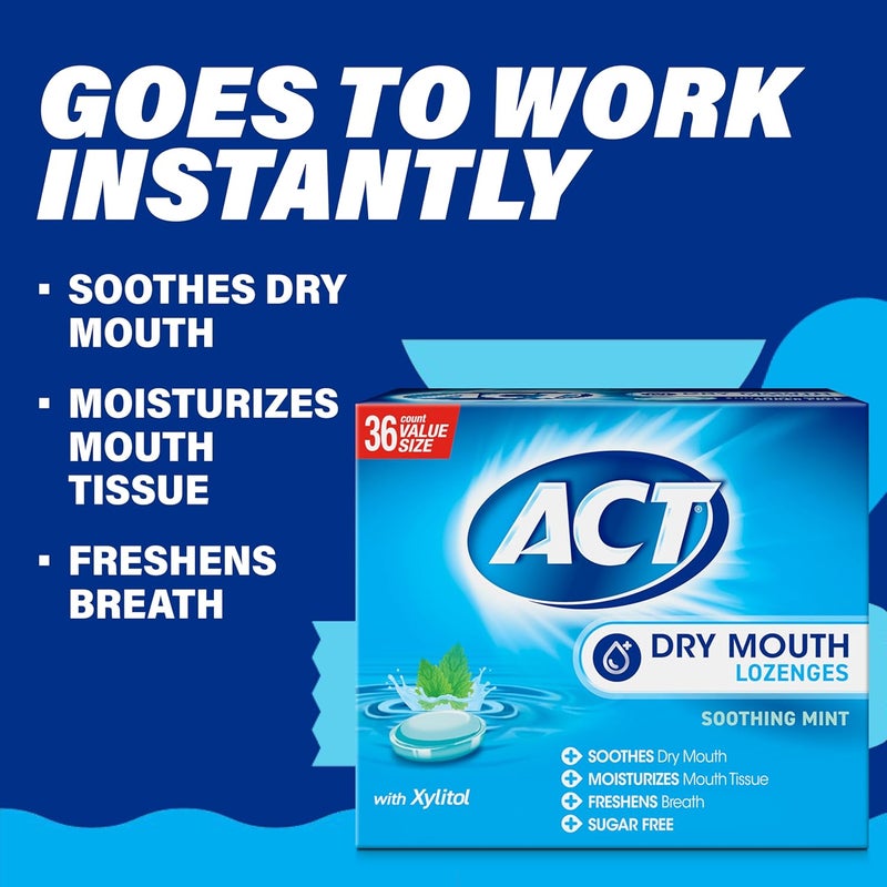 ACT Dry Mouth Lozenges with Xylitol Soothing Mint 36 Lozenges - Image 4