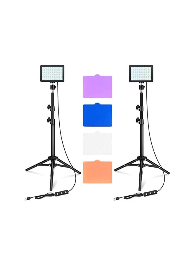 PROMASS ضوء فيديو 11 سطوع و 4 فلاتر ألوان قابلة للتعتيم إضاءة مستمرة للتصوير على الطاولة، حامل ثلاثي القوائم قابل للتعديل، ضوء ملء محمول USB لاستوديو التصوير - Image 2