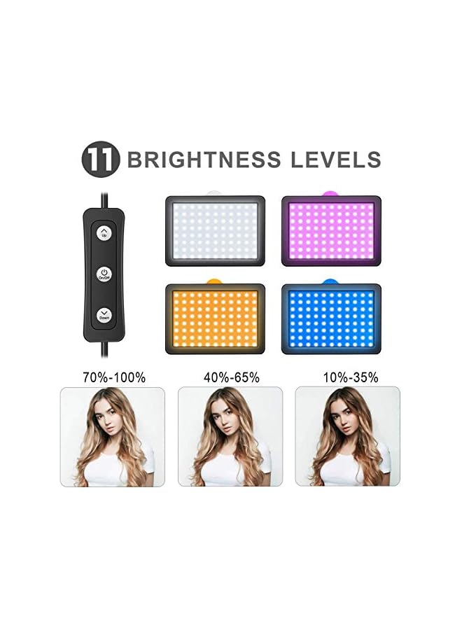 PROMASS ضوء فيديو 11 سطوع و 4 فلاتر ألوان قابلة للتعتيم إضاءة مستمرة للتصوير على الطاولة، حامل ثلاثي القوائم قابل للتعديل، ضوء ملء محمول USB لاستوديو التصوير - Image 5