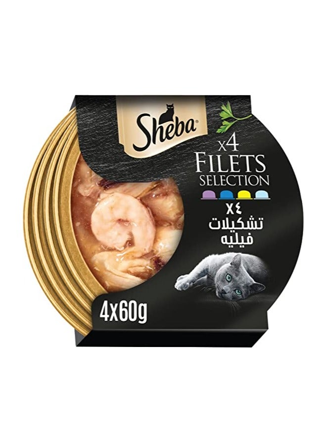 Sheba Cat Food Flavor Selection Filets 4 x 60g 