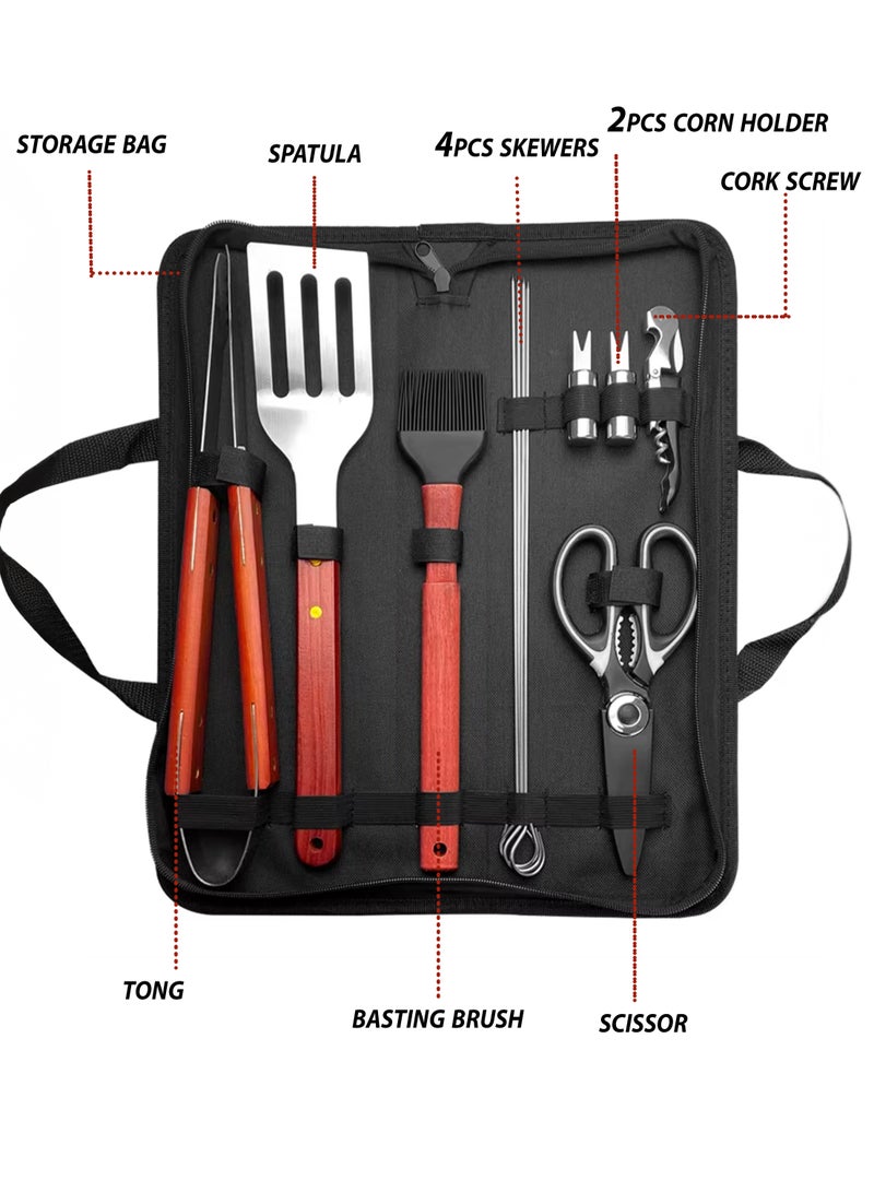 DBLEW Feixiong Eagle Barbecue Tool Set – 12 Pcs with Wooden Handle - Image 5