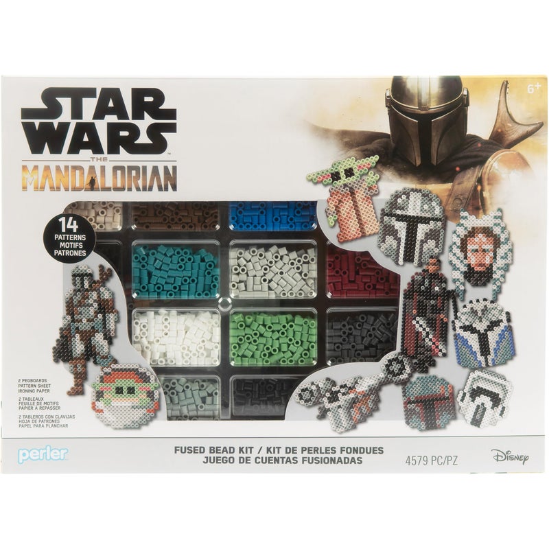 Perler 80-57020 Star Wars' The Mandalorian Fused Bead Kit with 14 Unique Patterns, Multicolor, 4579 Pieces - Image 1