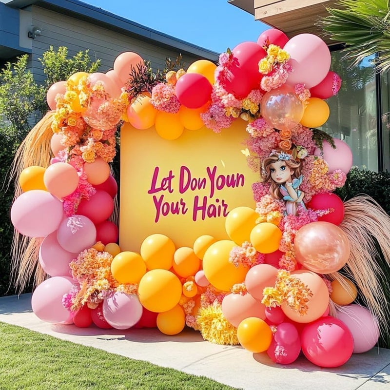 HIBAOpati Yellow Pink Balloon Garland Double Stuffed Light Baby Pink Peach Balloons Different Sizes Pastel Coral Balloon Arch Kit for Birthday Baby Shower Wedding Love Wildflower Spring Party Decorations - Image 4