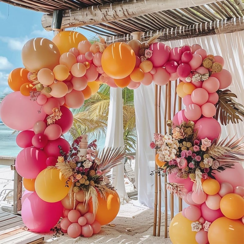 HIBAOpati Yellow Pink Balloon Garland Double Stuffed Light Baby Pink Peach Balloons Different Sizes Pastel Coral Balloon Arch Kit for Birthday Baby Shower Wedding Love Wildflower Spring Party Decorations - Image 1