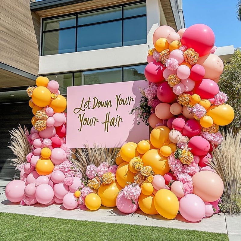 HIBAOpati Yellow Pink Balloon Garland Double Stuffed Light Baby Pink Peach Balloons Different Sizes Pastel Coral Balloon Arch Kit for Birthday Baby Shower Wedding Love Wildflower Spring Party Decorations - Image 5