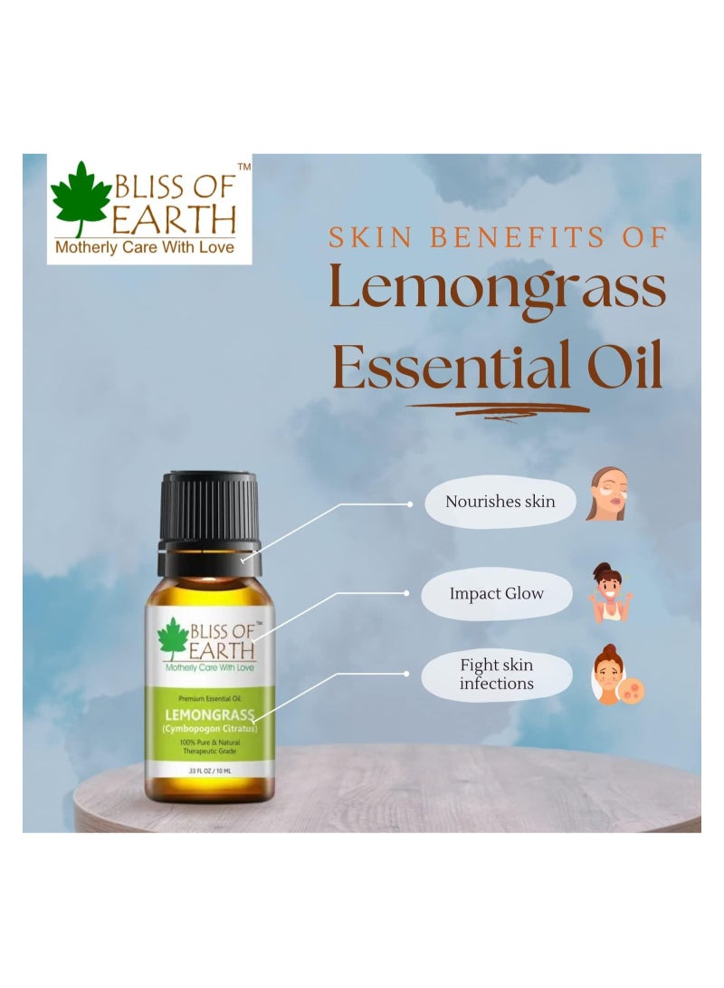 BLISS OF EARTH 100% Pure Steam Distilled Lemongrass Essential Oil 10ml Pack of 3 - Image 3